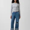 Lågmidjade, lösa och bekväma cropped-Jeans i 90-talsstil