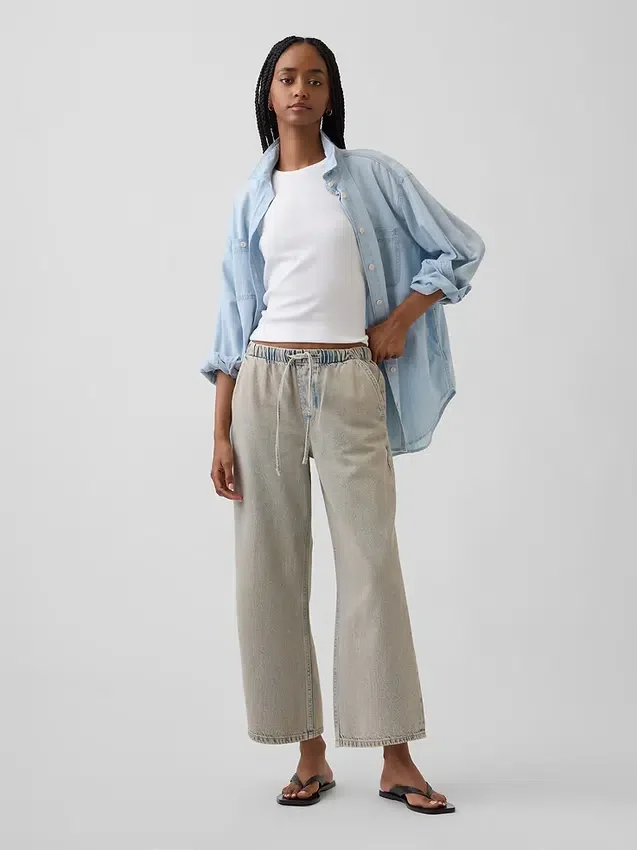 Lågmidjade, lösa och bekväma cropped-Jeans i 90-talsstil