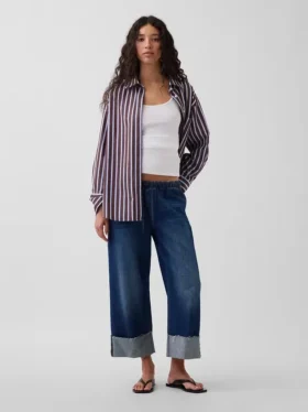 Lågmidjade, lösa och bekväma cropped-Jeans i 90-talsstil