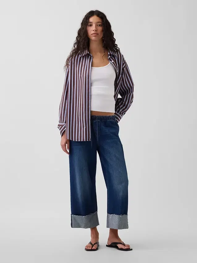 Lågmidjade, lösa och bekväma cropped-Jeans i 90-talsstil