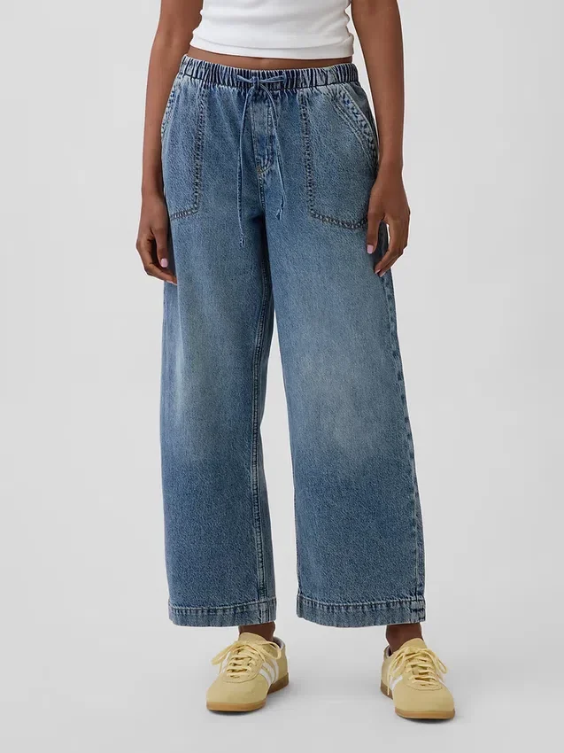 Lågmidjade, lösa och bekväma cropped-Jeans i 90-talsstil