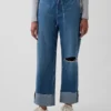 Lågmidjade, lösa och bekväma cropped-Jeans i 90-talsstil