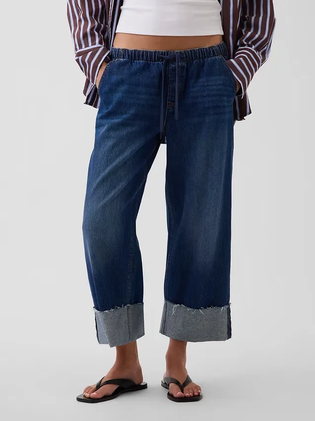 Lågmidjade, lösa och bekväma cropped-Jeans i 90-talsstil