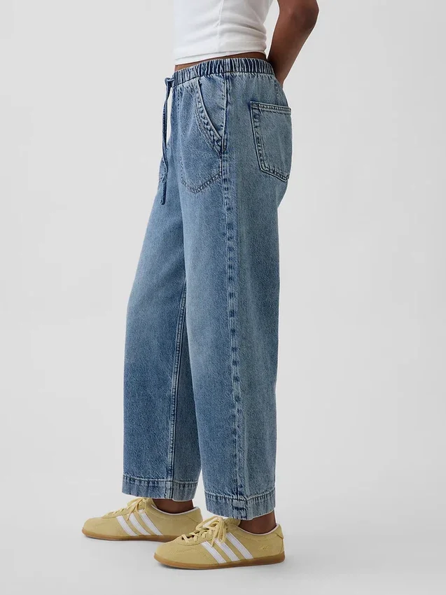 Lågmidjade, lösa och bekväma cropped-Jeans i 90-talsstil