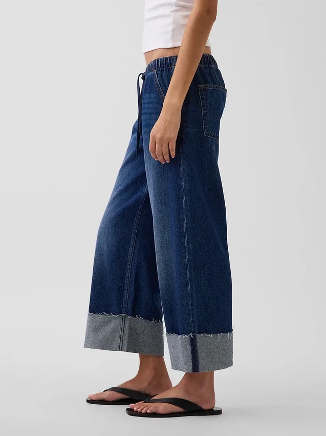 Lågmidjade, lösa och bekväma cropped-Jeans i 90-talsstil