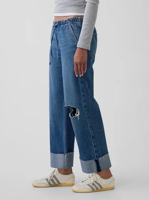 Lågmidjade, lösa och bekväma cropped-Jeans i 90-talsstil
