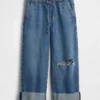 Lågmidjade, lösa och bekväma cropped-Jeans i 90-talsstil