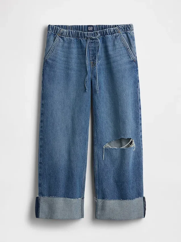Lågmidjade, lösa och bekväma cropped-Jeans i 90-talsstil