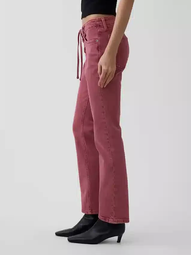 Lågmidjade, snörda 90-talsinspirerade smala raka Jeans