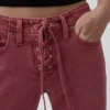 Lågmidjade, snörda 90-talsinspirerade smala raka Jeans