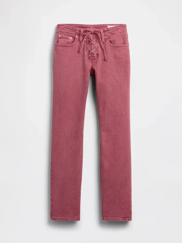 Lågmidjade, snörda 90-talsinspirerade smala raka Jeans