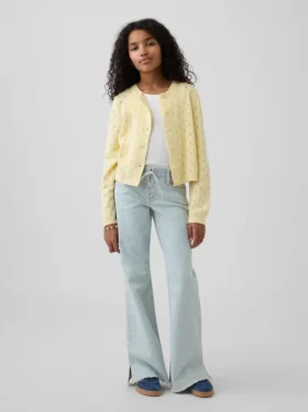 Lågmidjade, snörda jeans med avslappnad utsvängd passform för barn