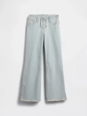 Lågmidjade, snörda jeans med avslappnad utsvängd passform för barn