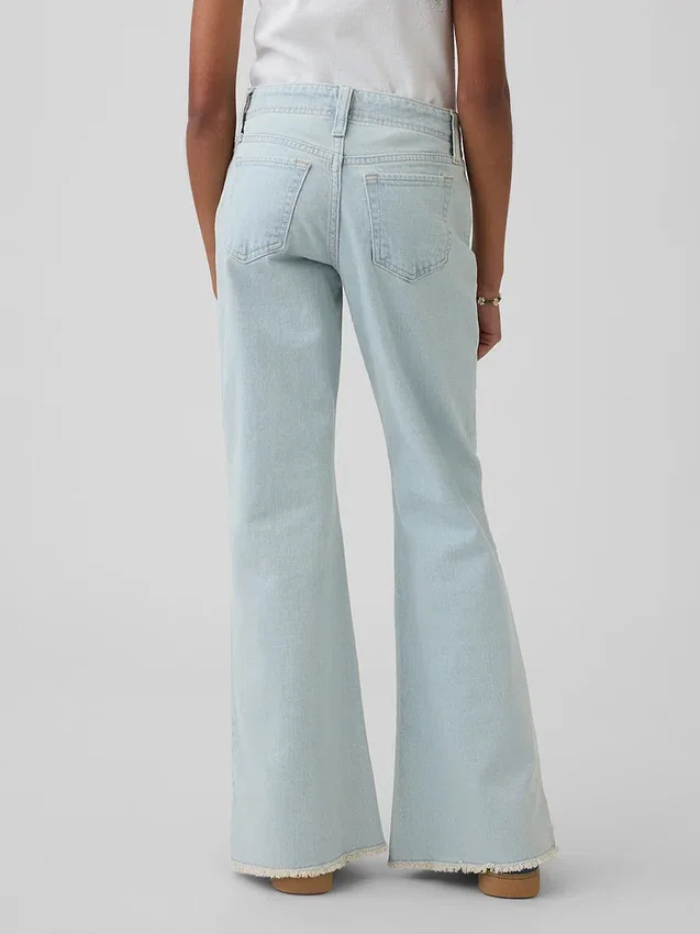 Lågmidjade, snörda jeans med avslappnad utsvängd passform för barn