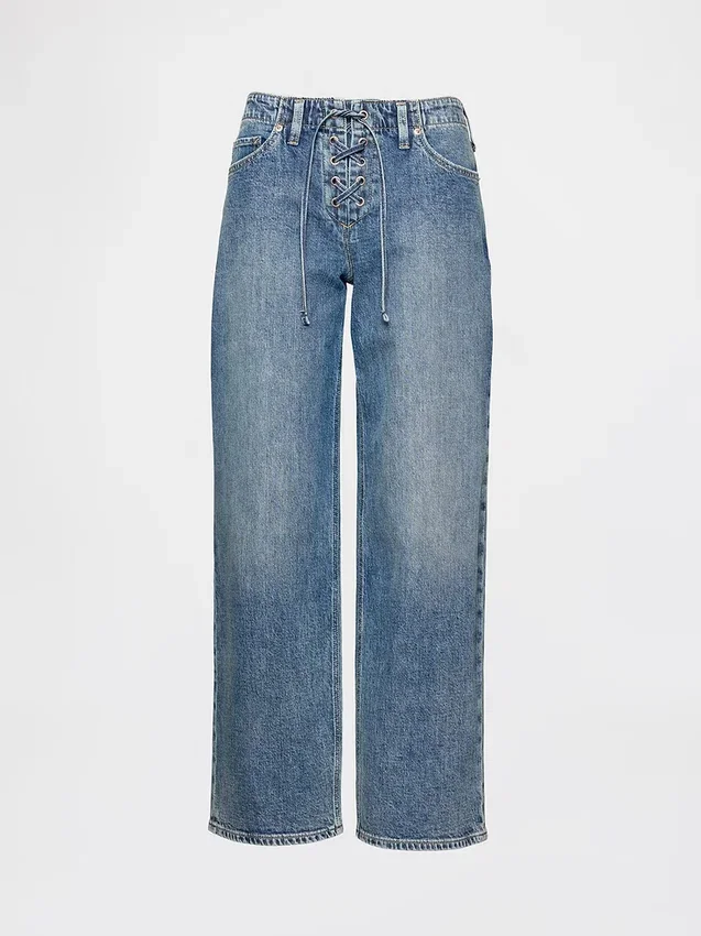 Lågmidjade, snörda, lösa jeans i 90-talsstil