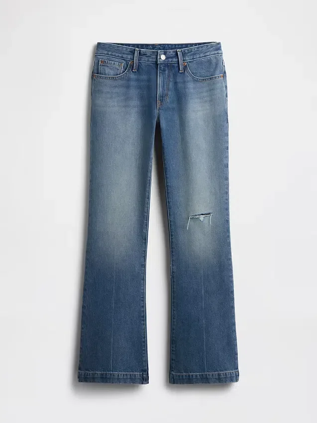 Lågmidjade, styva jeans med lång och smal passform