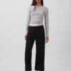 Lågmidjade, ultramjuka, avslappnade 90-talsinspirerade cropped-Jeans