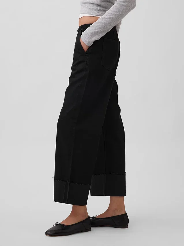 Lågmidjade, ultramjuka, avslappnade 90-talsinspirerade cropped-Jeans