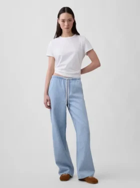 Lågmidjade, ultramjuka, avslappnade 90-talsjeans med ränder