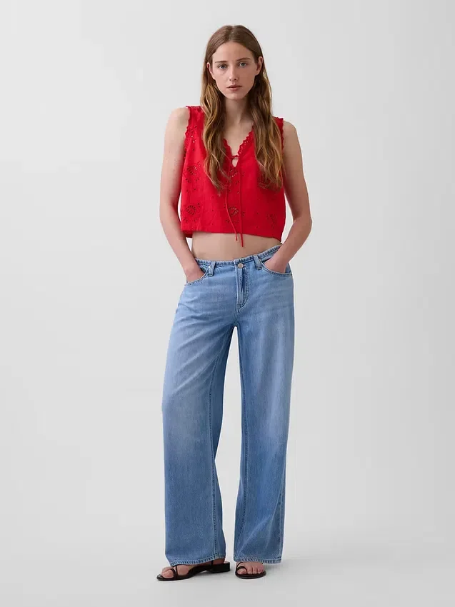 Lågmidjade, ultramjuka, lösa jeans i 90-talsstil