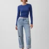 Lågt sittande, avslappnade cropped-Jeans