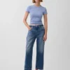 Lågt sittande, avslappnade cropped-Jeans