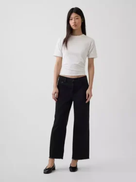 Lågt sittande, avslappnade cropped-Jeans