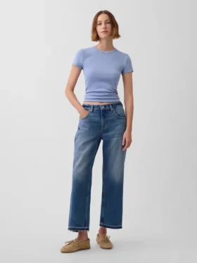 Lågt sittande, avslappnade cropped-Jeans