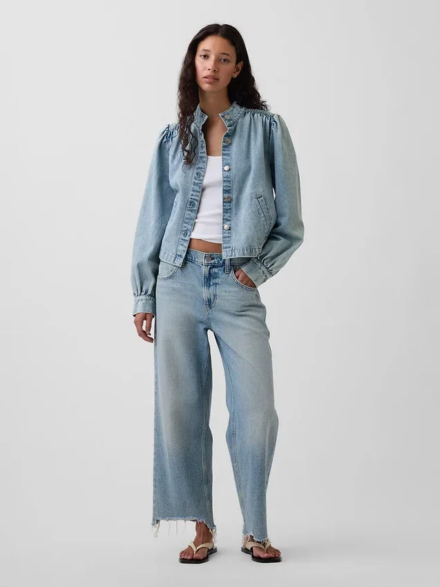 Lågt sittande, avslappnade cropped-Jeans