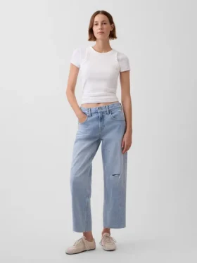 Lågt sittande, avslappnade cropped-Jeans