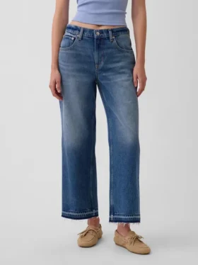 Lågt sittande, avslappnade cropped-Jeans