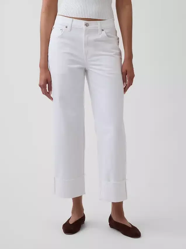 Lågt sittande, avslappnade cropped-Jeans