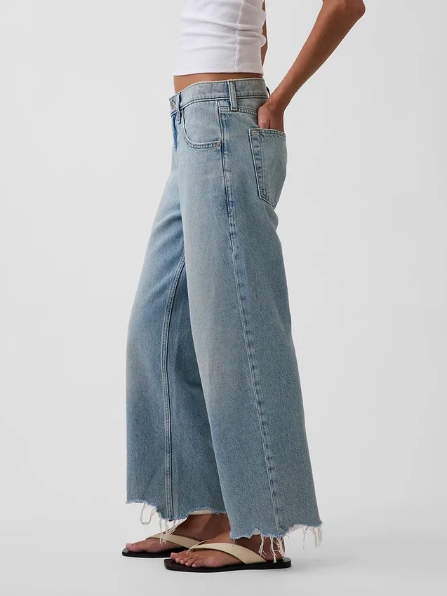 Lågt sittande, avslappnade cropped-Jeans