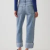 Lågt sittande, avslappnade cropped-Jeans