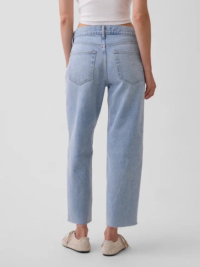 Lågt sittande, avslappnade cropped-Jeans