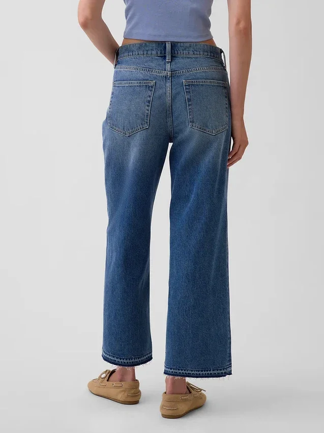 Lågt sittande, avslappnade cropped-Jeans