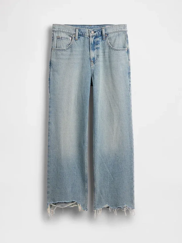Lågt sittande, avslappnade cropped-Jeans