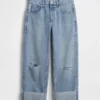 Lågt sittande, avslappnade cropped-Jeans