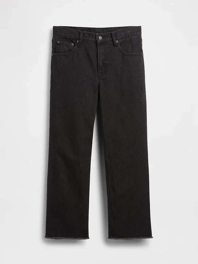 Lågt sittande, avslappnade cropped-Jeans