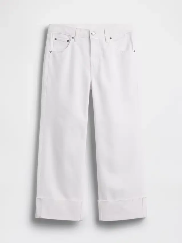 Lågt sittande, avslappnade cropped-Jeans