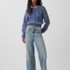 Lågt sittande, avslappnade cropped-Jeans