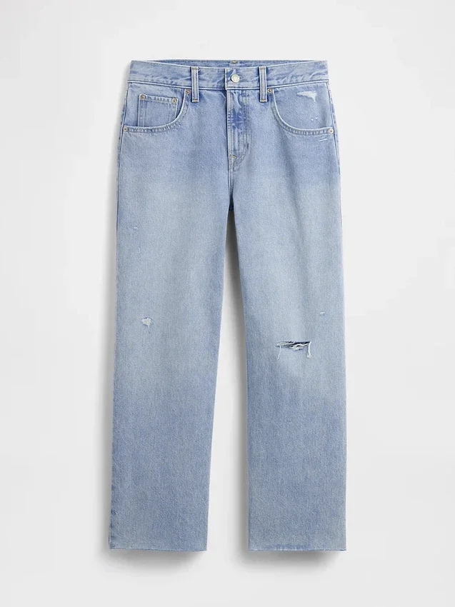 Lågt sittande, avslappnade cropped-Jeans