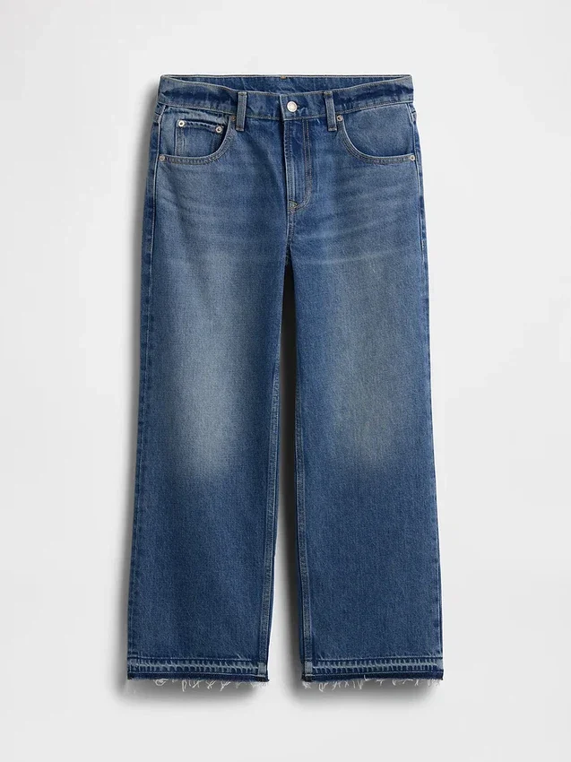 Lågt sittande, avslappnade cropped-Jeans