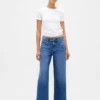Lågt sittande, ultramjuka, avslappnade cropped-Jeans