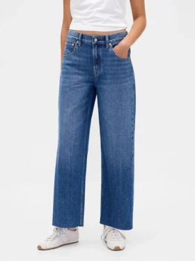 Lågt sittande, ultramjuka, avslappnade cropped-Jeans