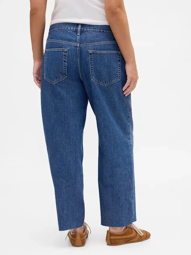 Lågt sittande, ultramjuka, avslappnade cropped-Jeans