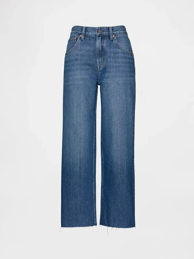 Lågt sittande, ultramjuka, avslappnade cropped-Jeans