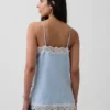 Linneblandad camisole med spetskant