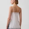 Linneblandad camisole med spetskant