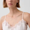 Linneblandad camisole med spetskant